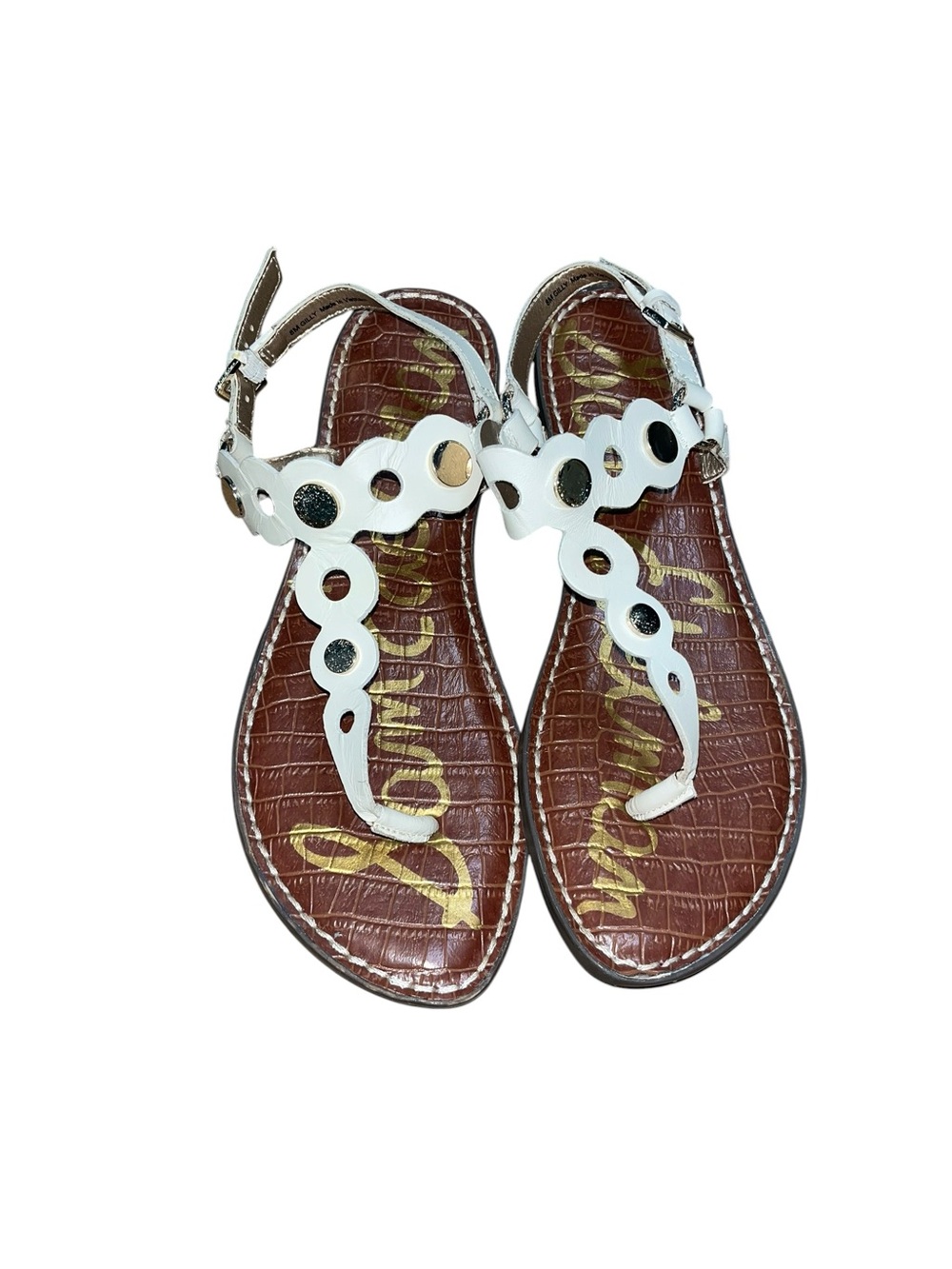 SAM EDELMAN Women's Gilly Thong Sandals White Leather Slingback Flats Size 8